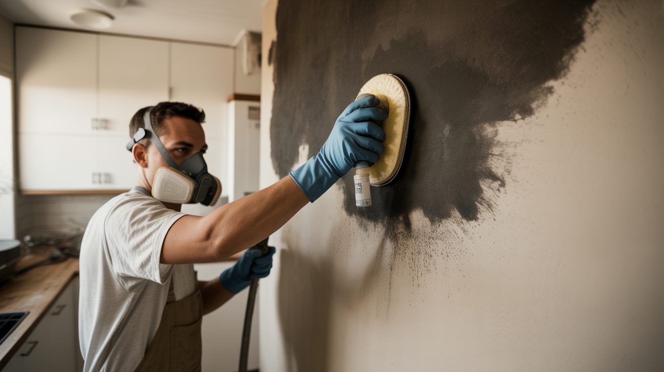 Fire Damage Restoration technician at work in a Raleigh home