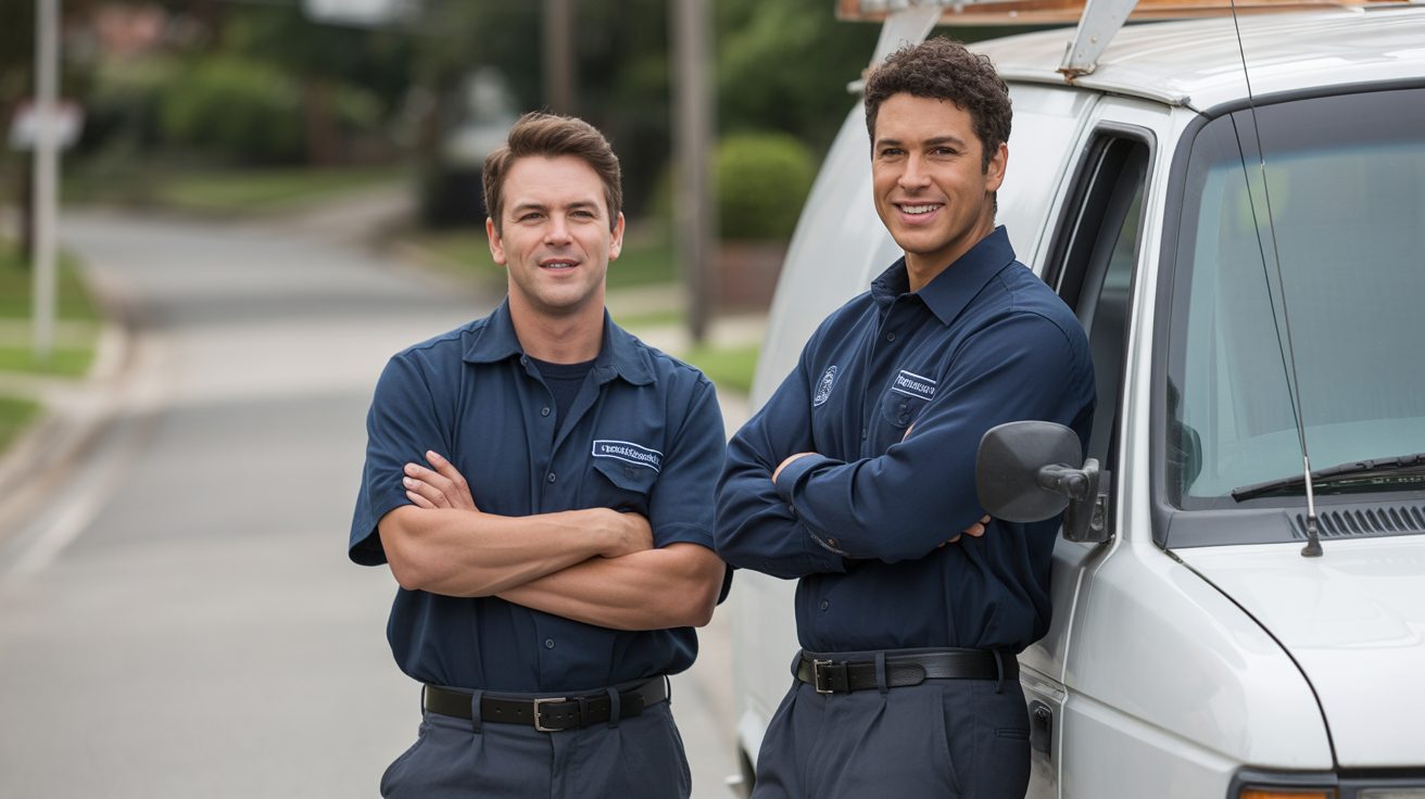 Raleigh Water Damage Restoration technicians beside a service van in Raleigh