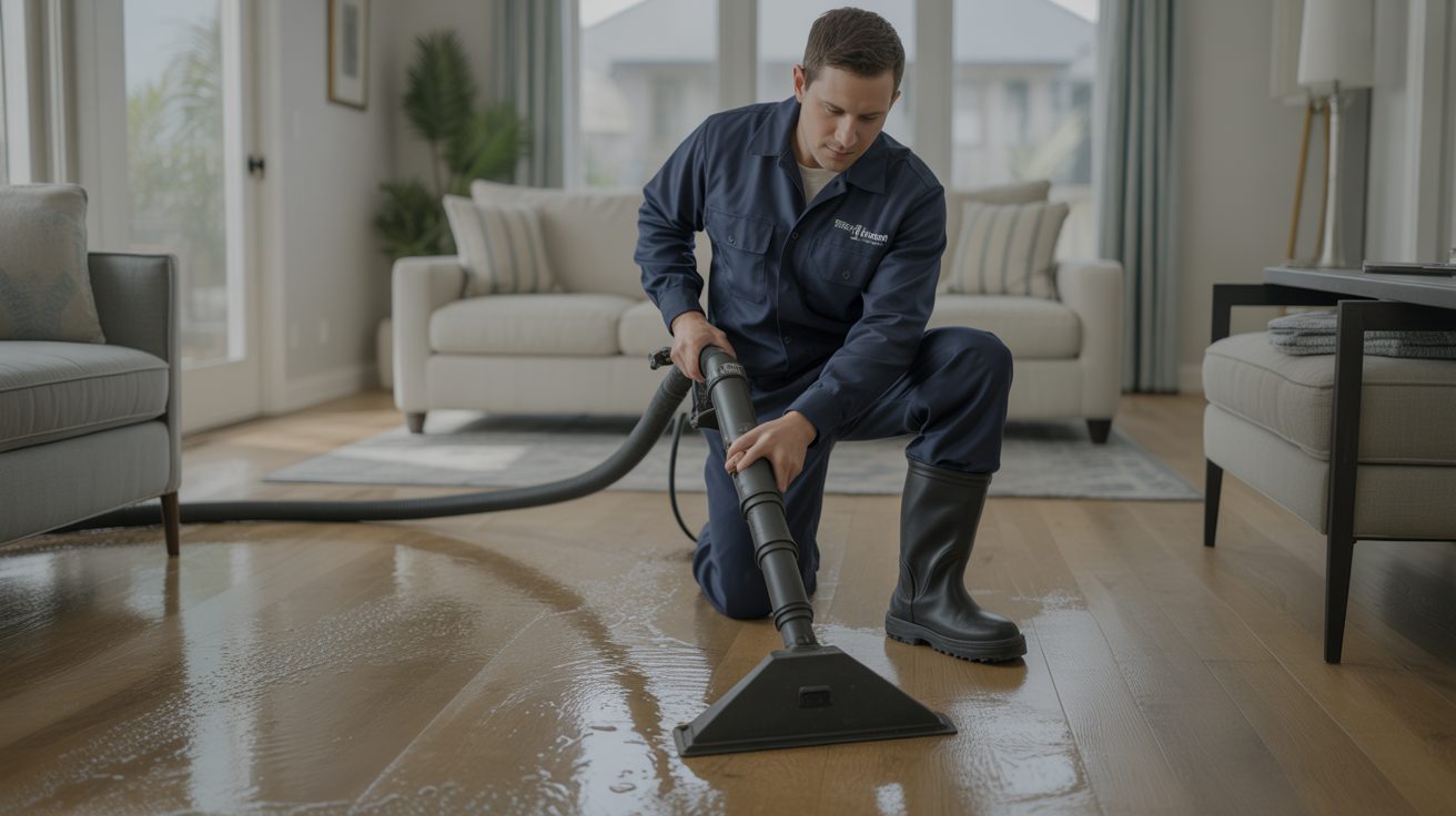 Water Damage Restoration technician responding to a Raleigh home